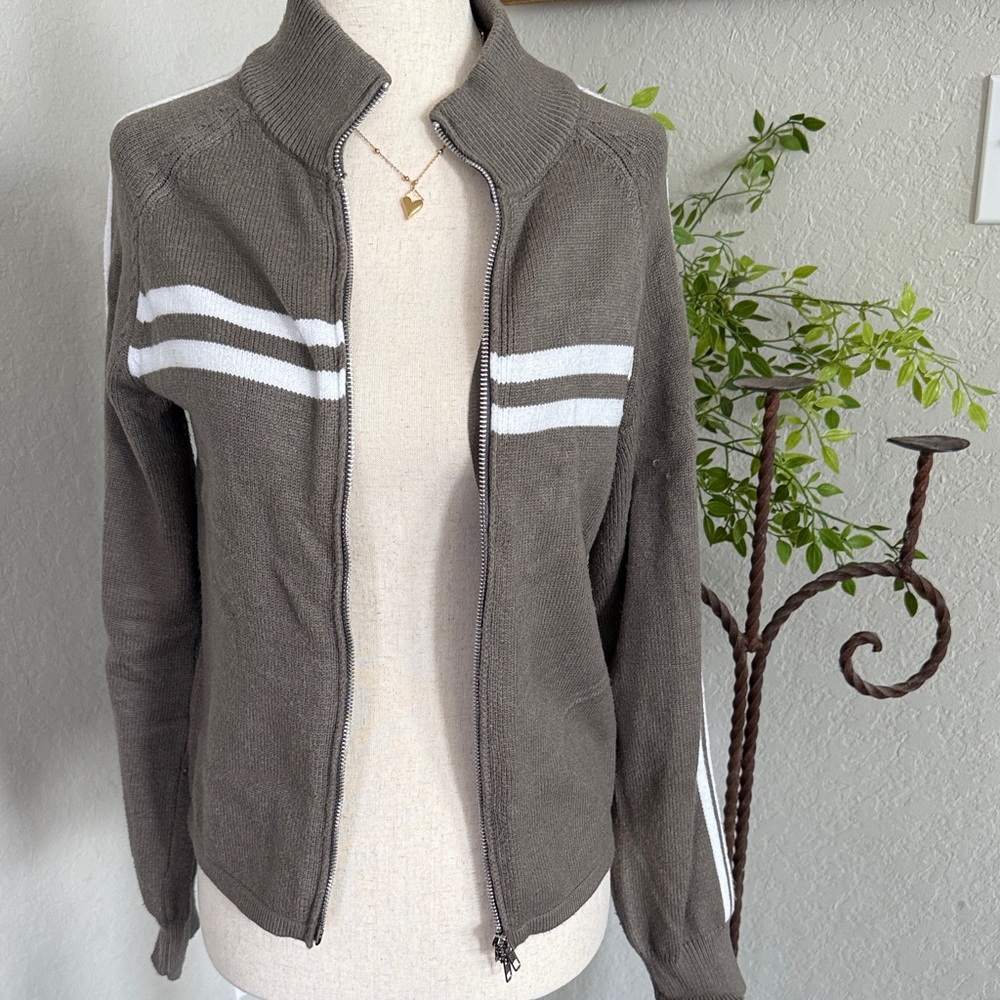 Women's Brown Jacket with White Stripes
